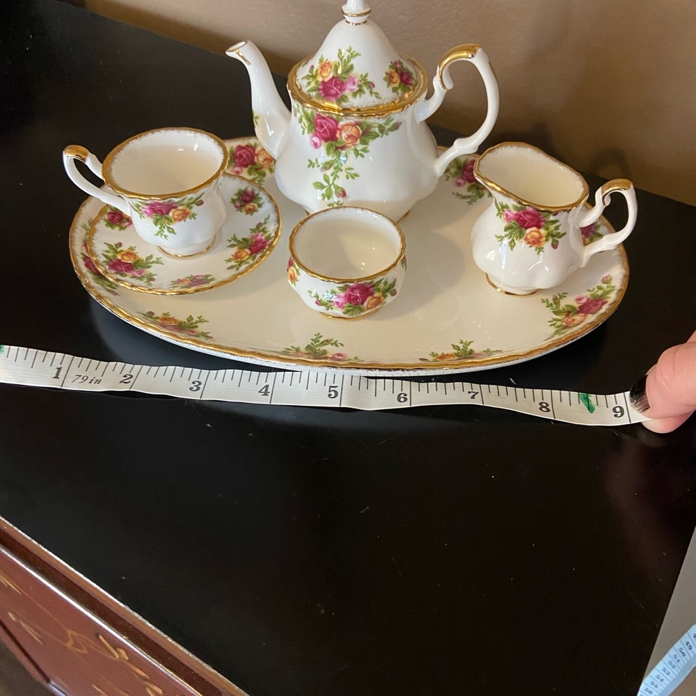 Vintage Royal Albert Old Country Roses Mini Tea Set Bone China Cottagecore - Picture 8 of 9